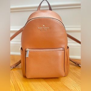Kate Spade ♠️ Leila Pebbled Leather Medium Dome Backpack Warm Gingerbread